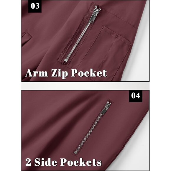 🆕 Men Red Bomber Jacket Lightweight Casual Spring Fall Windbreaker Zip Up Coat - Picture 4 of 6